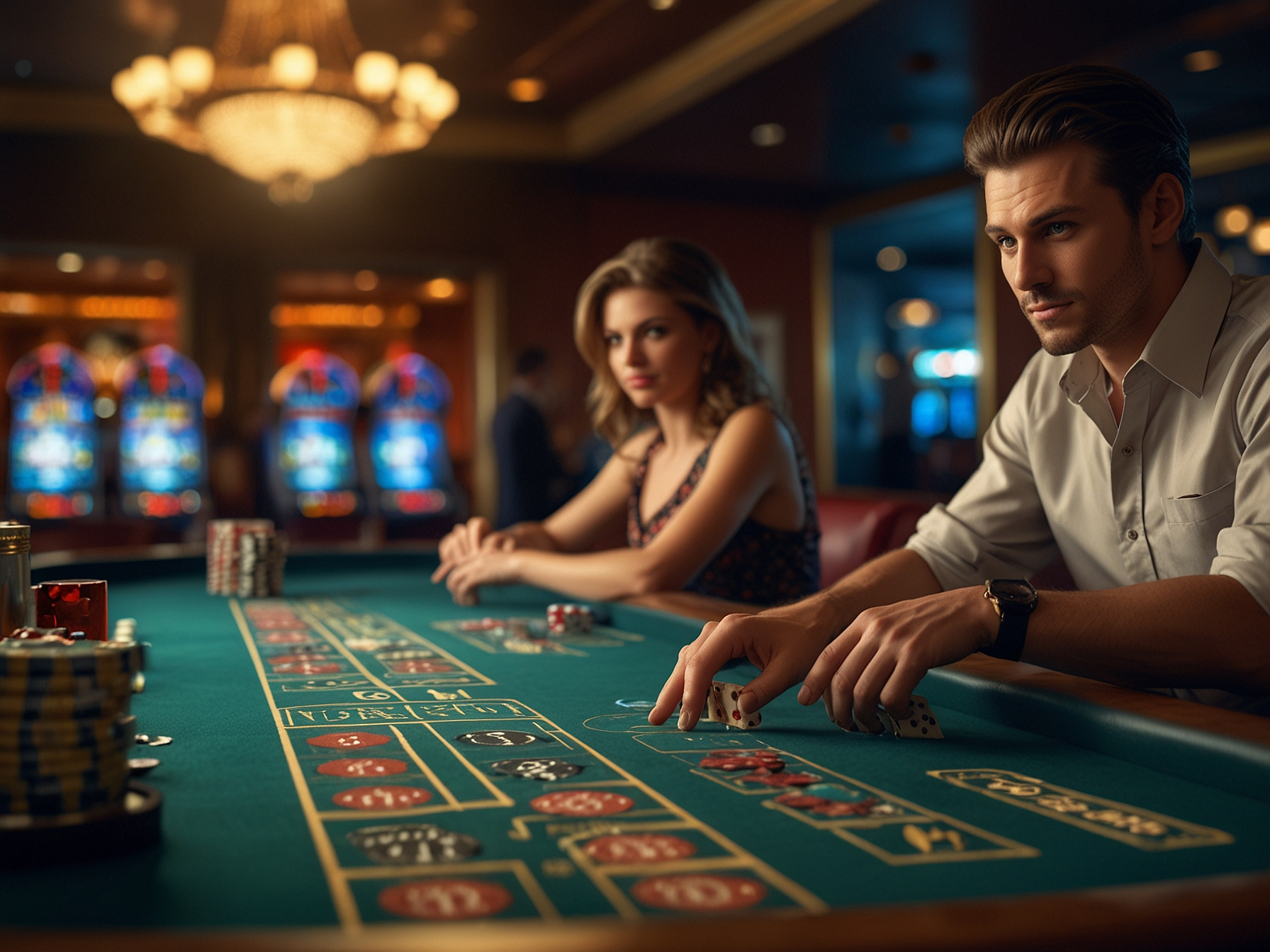 Mesa de casino con 7 brillante y premios