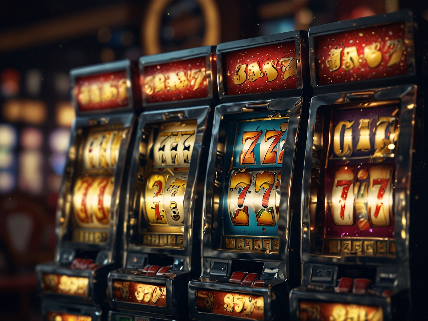 Tragamonedas 777 con confeti y público celebrando